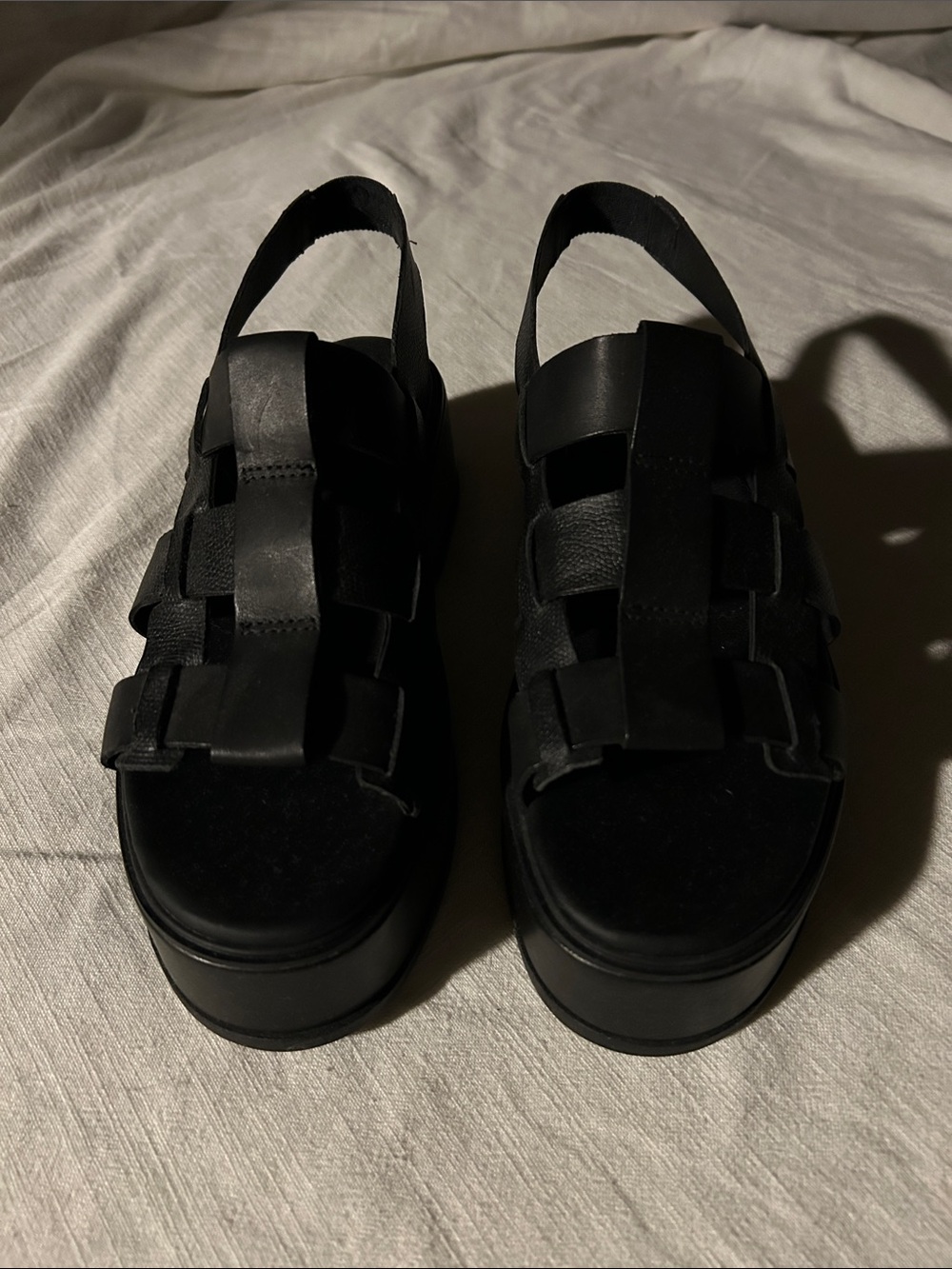 Sorel Black Woven Platform Slingback Sandals